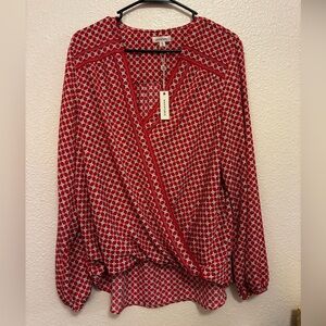 Max Studio Red Geometric Blouse